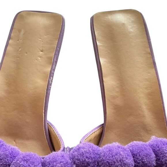 Women's Mules Clear Heels Pom Pom Tassel purple Size 6.5 - Picture 8 of 9